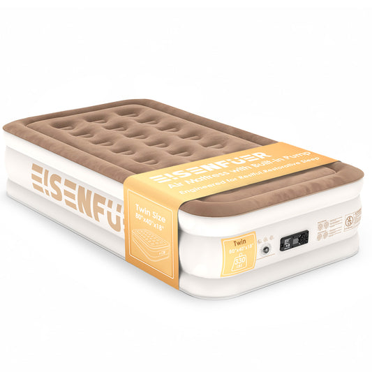 Eisenfuer Air Mattress Twin XL with Built-in Pump (Coil Beam)