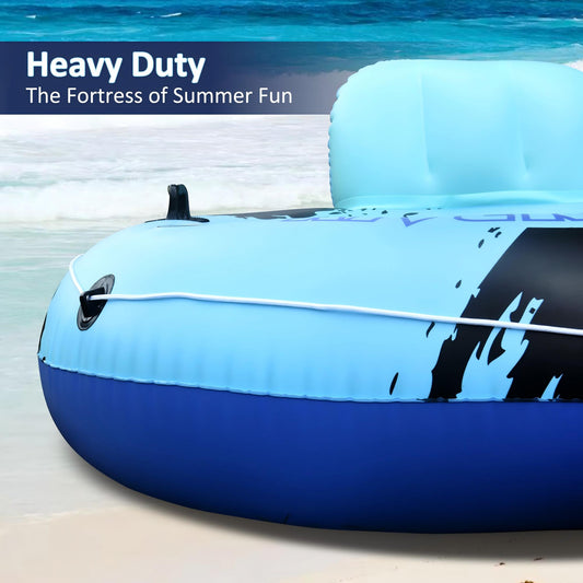Inflatable River Tube Float with Backrest & 2 Cup Holders, Heavy-Duty PVC Puncture-Resistent Raft, 91x50 Inch Oversized, Deluxe Pool Tube for Summer Relaxation