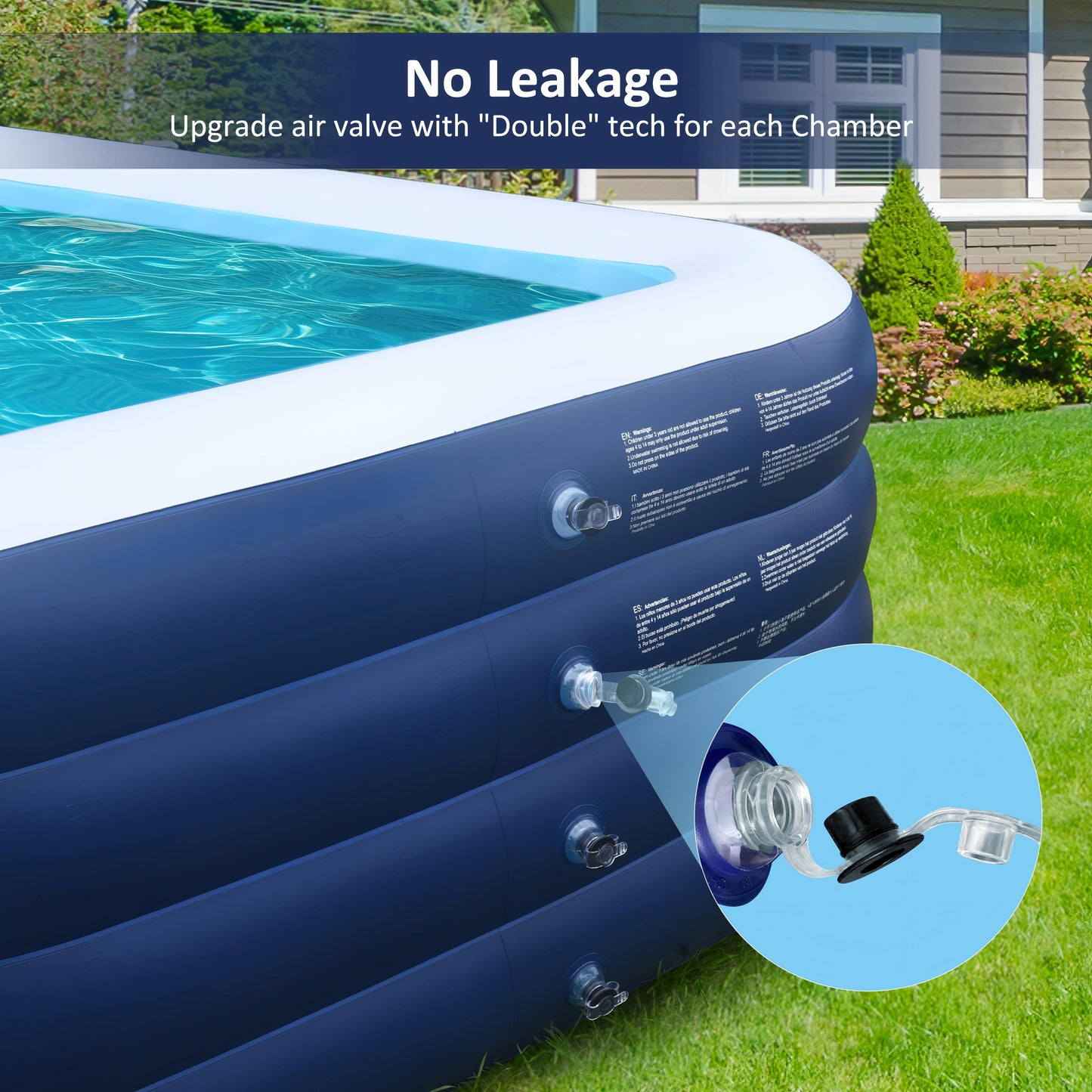 Inflatable Family Swimming Pool, 100"x60"x30" Oversized, Extra-Deep & Reinforced - for Adults, Kids, Backyard, Garden, Summer Fun