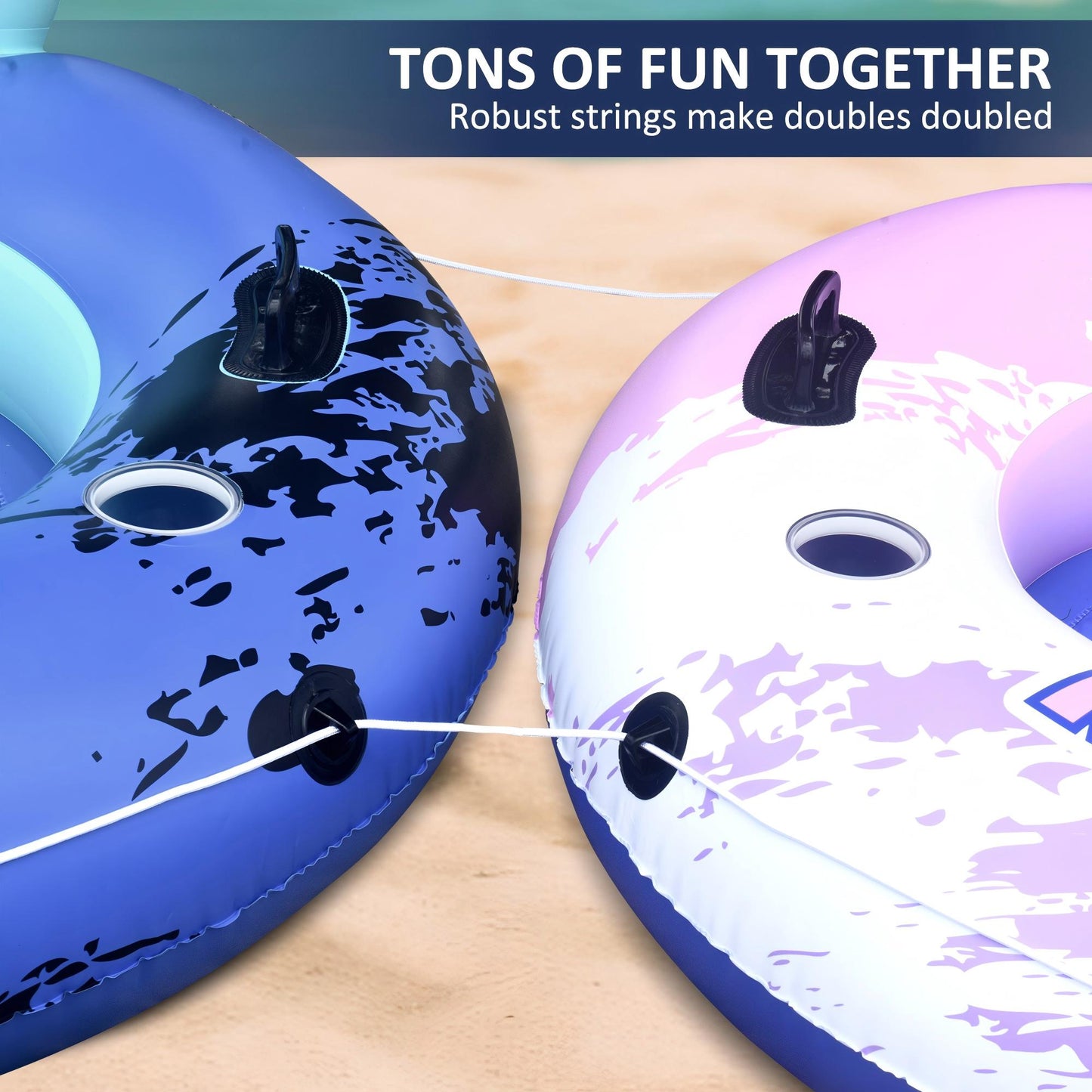 Inflatable River Tube Float with Backrest & 2 Cup Holders, Heavy-Duty PVC Puncture-Resistent Raft, 91x50 Inch Oversized, Deluxe Pool Tube for Summer Relaxation