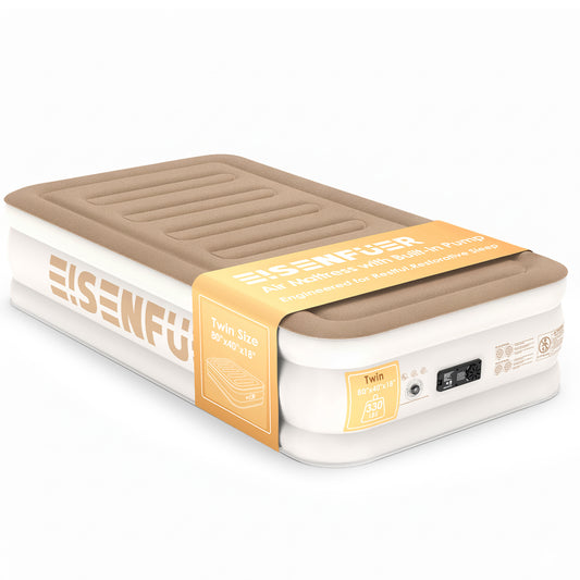 Eisenfuer Air Mattress Twin XL with Built-in Pump (Horizontal I-Beam)