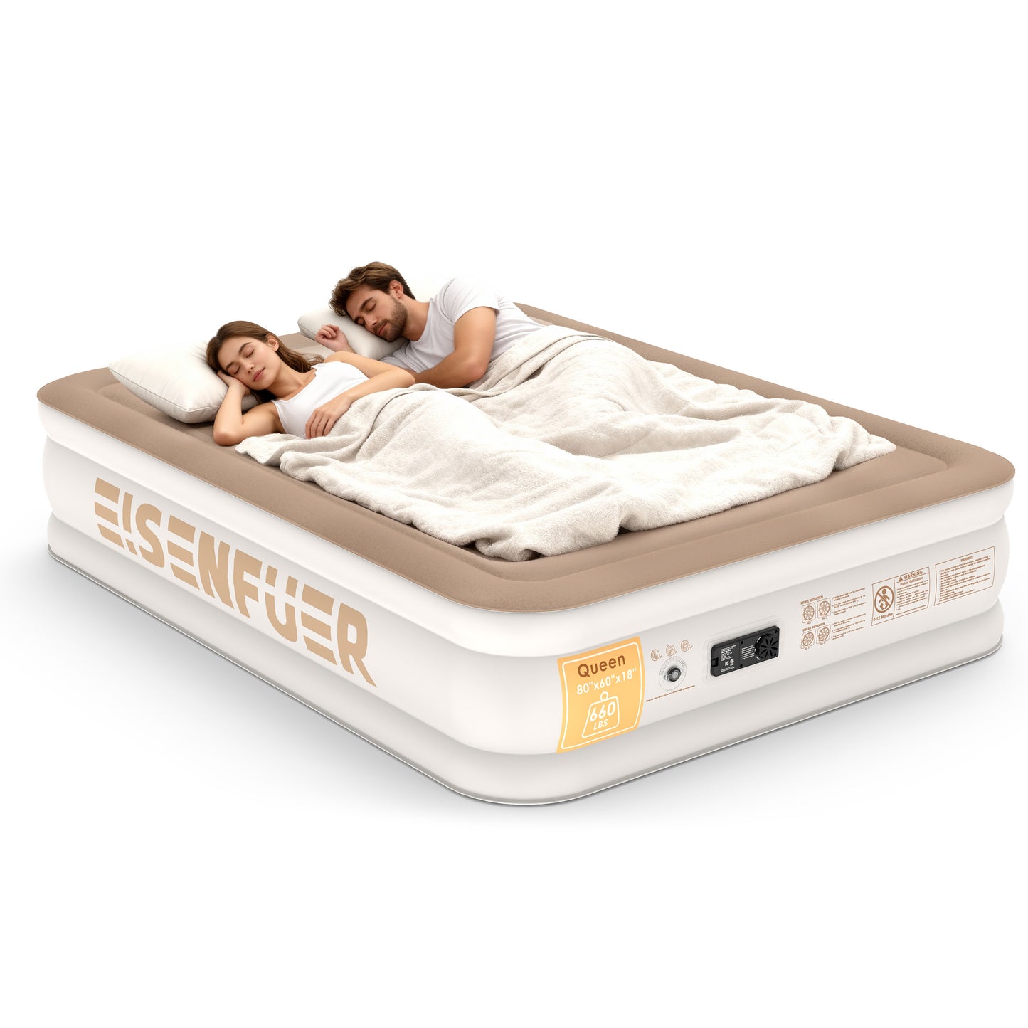 Eisenfuer Air Mattress Queen with Built-in Pump (Horizontal I-Beam)
