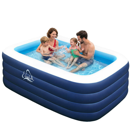 Inflatable Family Swimming Pool, 100"x60"x30" Oversized, Extra-Deep & Reinforced - for Adults, Kids, Backyard, Garden, Summer Fun