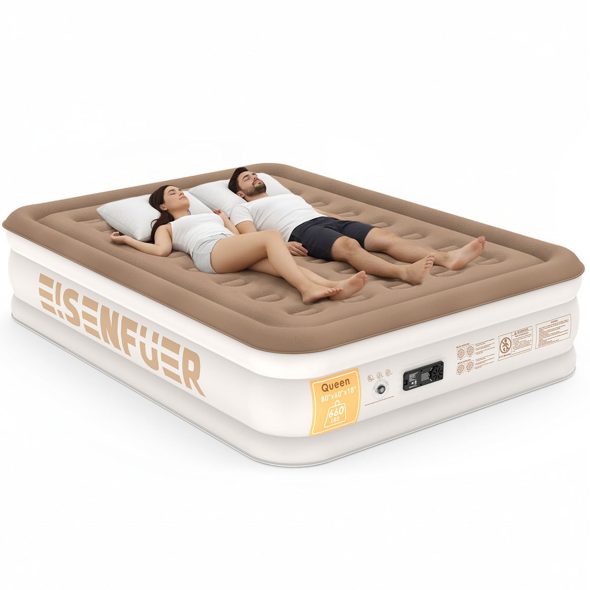 Eisenfuer Air Mattress Queen with Built-in Pump (Coil Beam)