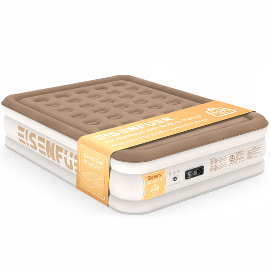 Eisenfuer Air Mattress Queen with Built-in Pump (Coil Beam)