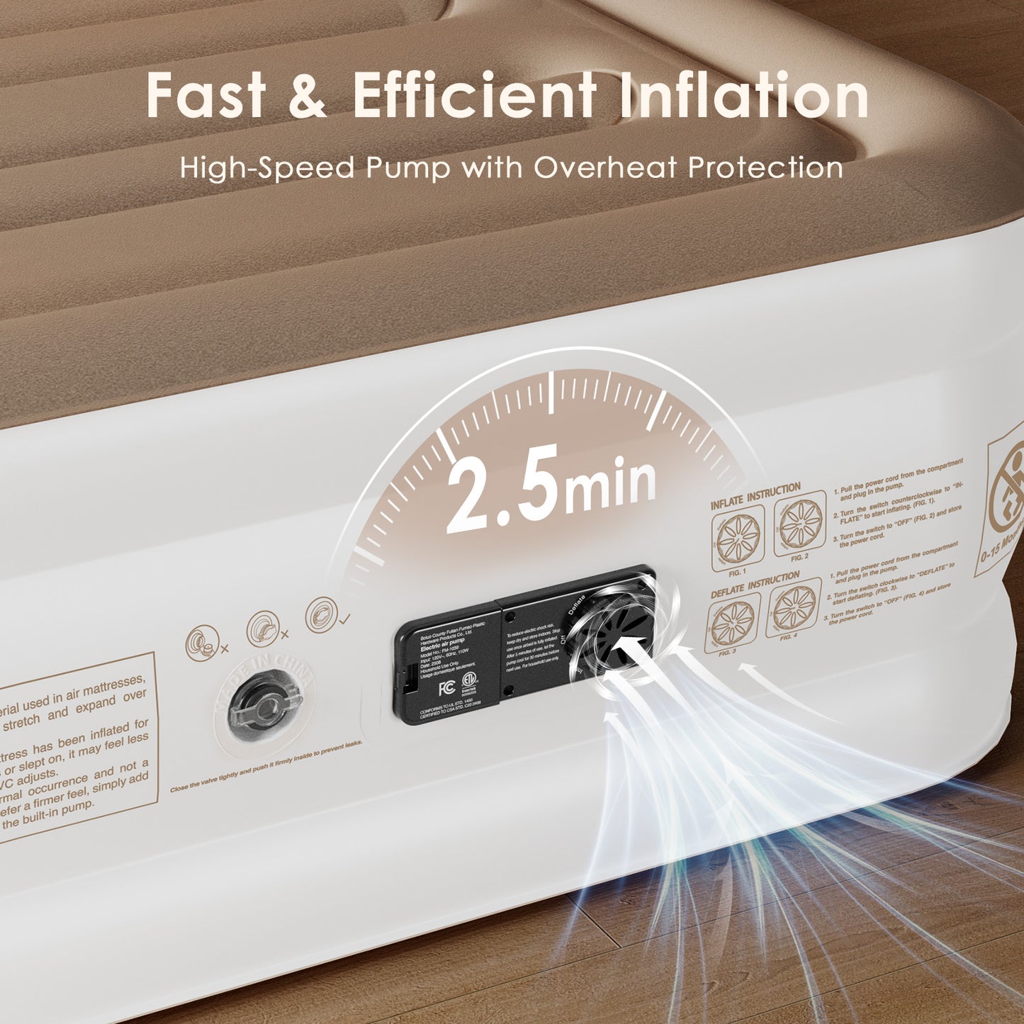 Eisenfuer Air Mattress Twin XL with Built-in Pump (Horizontal I-Beam)