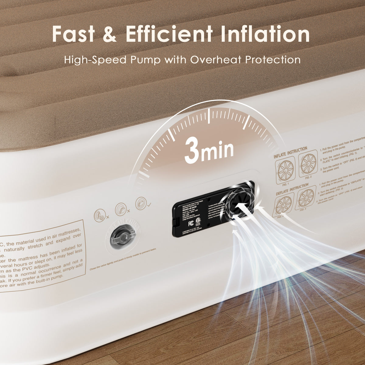 Eisenfuer Air Mattress Queen with Built-in Pump (Horizontal I-Beam)