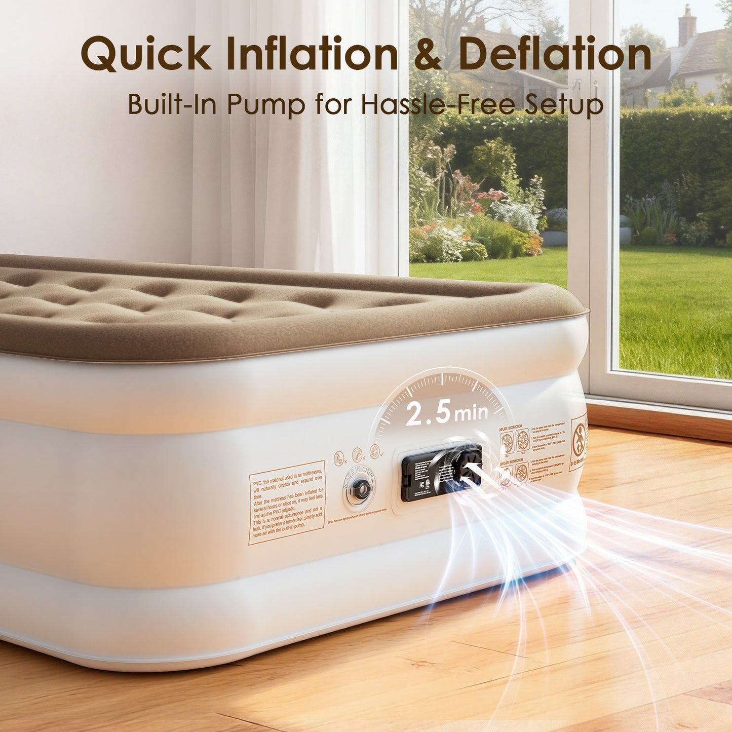 Eisenfuer Air Mattress Twin XL with Built-in Pump (Coil Beam)