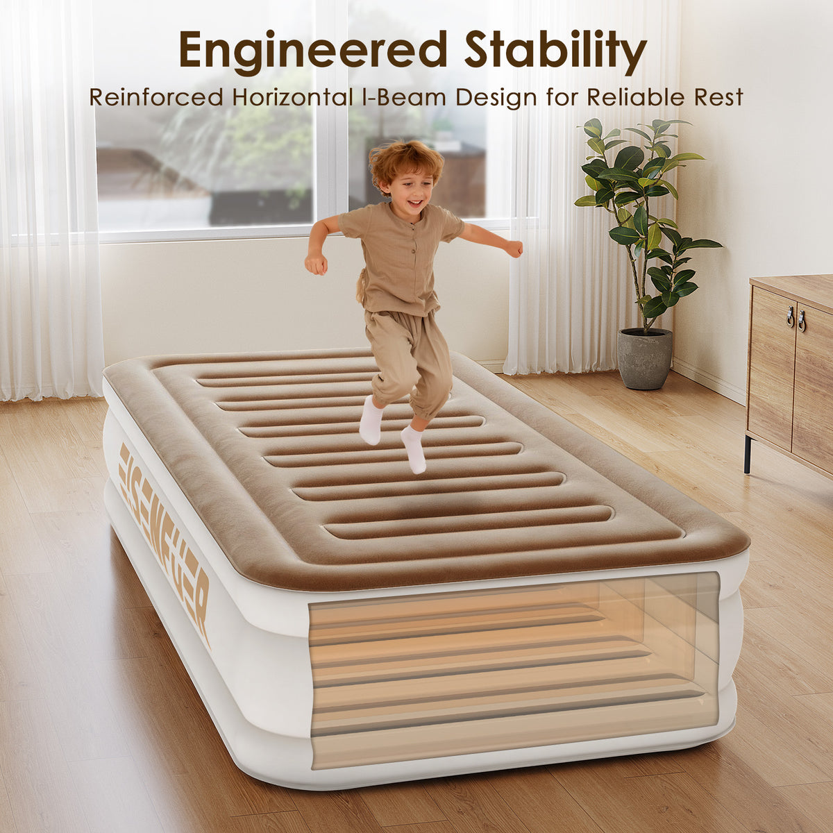 Eisenfuer Air Mattress Twin XL with Built-in Pump (Horizontal I-Beam)