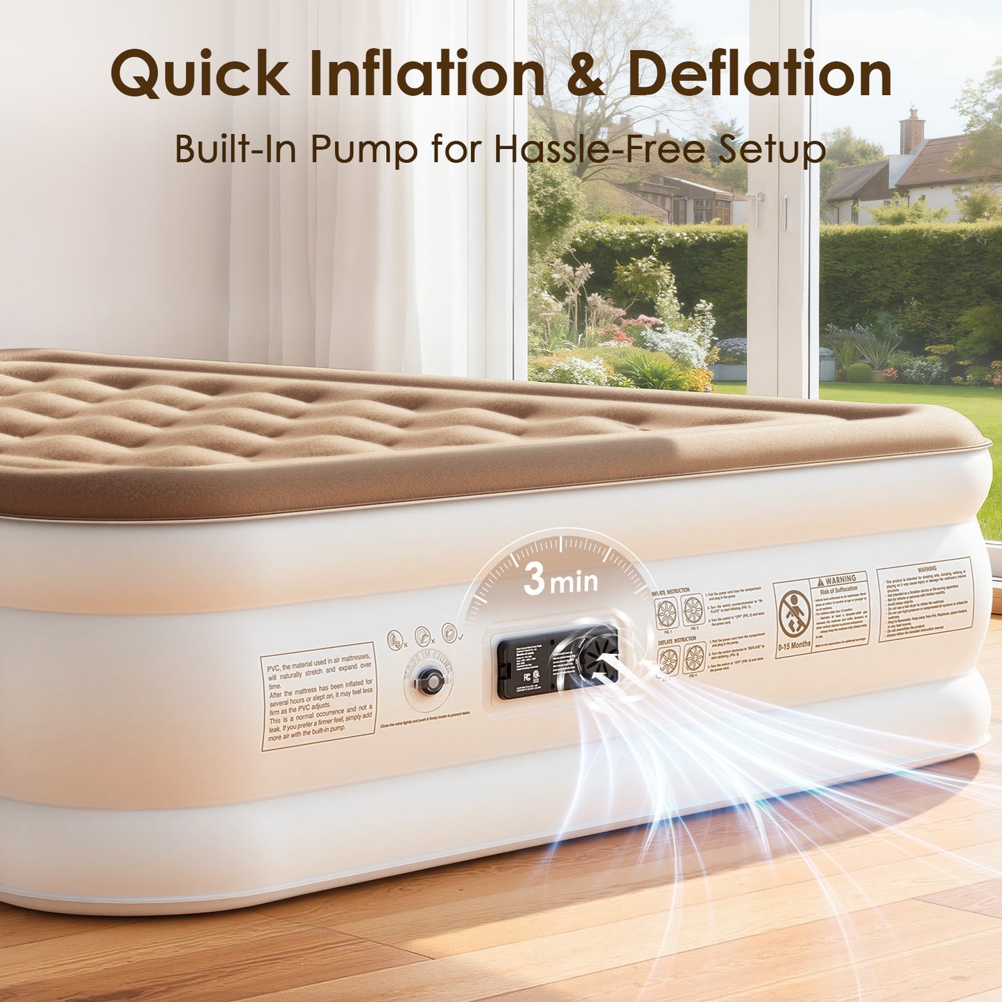 Eisenfuer Air Mattress Queen with Built-in Pump (Coil Beam)