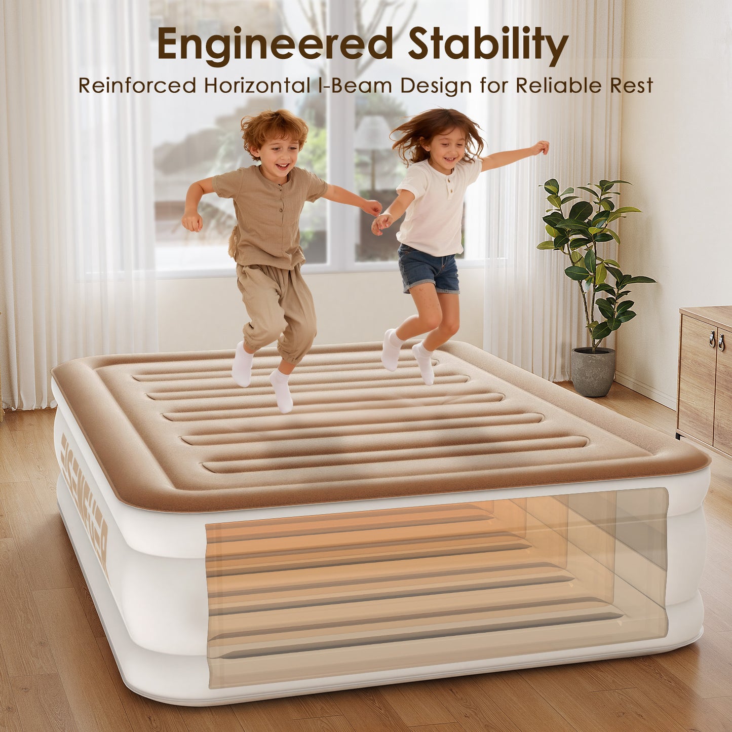 Eisenfuer Air Mattress Queen with Built-in Pump (Horizontal I-Beam)