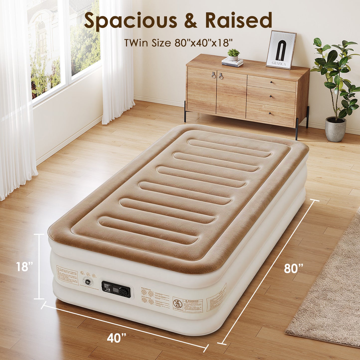 Eisenfuer Air Mattress Twin XL with Built-in Pump (Horizontal I-Beam)