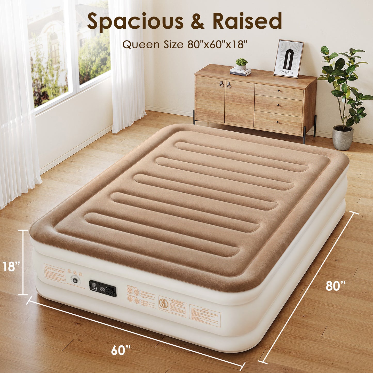 Eisenfuer Air Mattress Queen with Built-in Pump (Horizontal I-Beam)