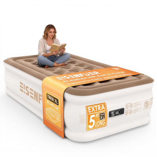 Eisenfuer Air Mattress Twin XL with Built-in Pump (Coil Beam)